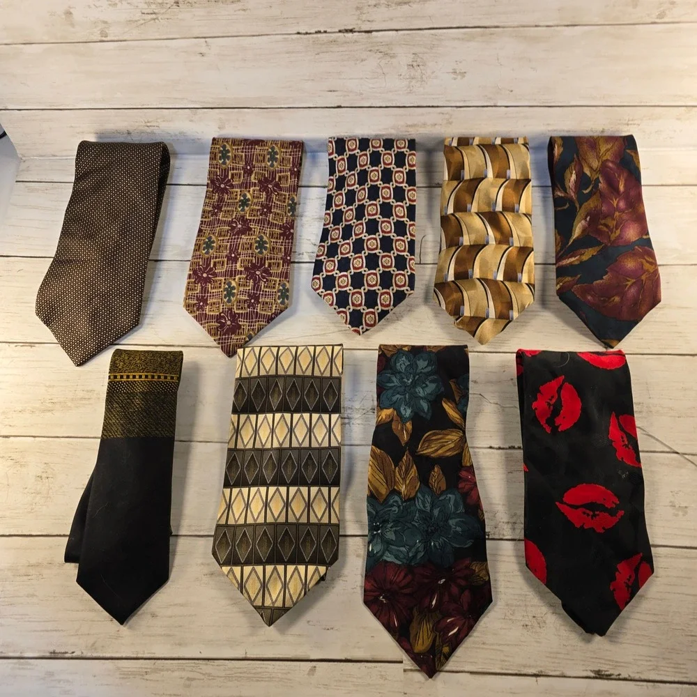 Lot of 9 Mens Designer Silk Ties Banana Republic Geoffrey‎ Beene Stafford Floral